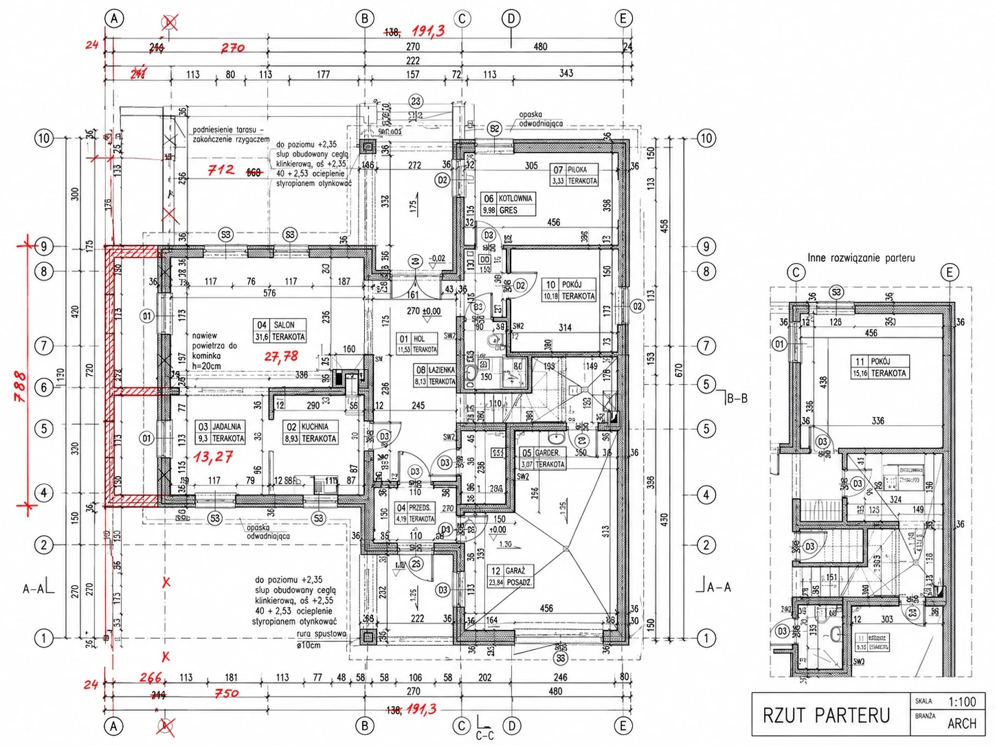 Rzut parteru domu wolnostojącego 196 m² w Świerznej